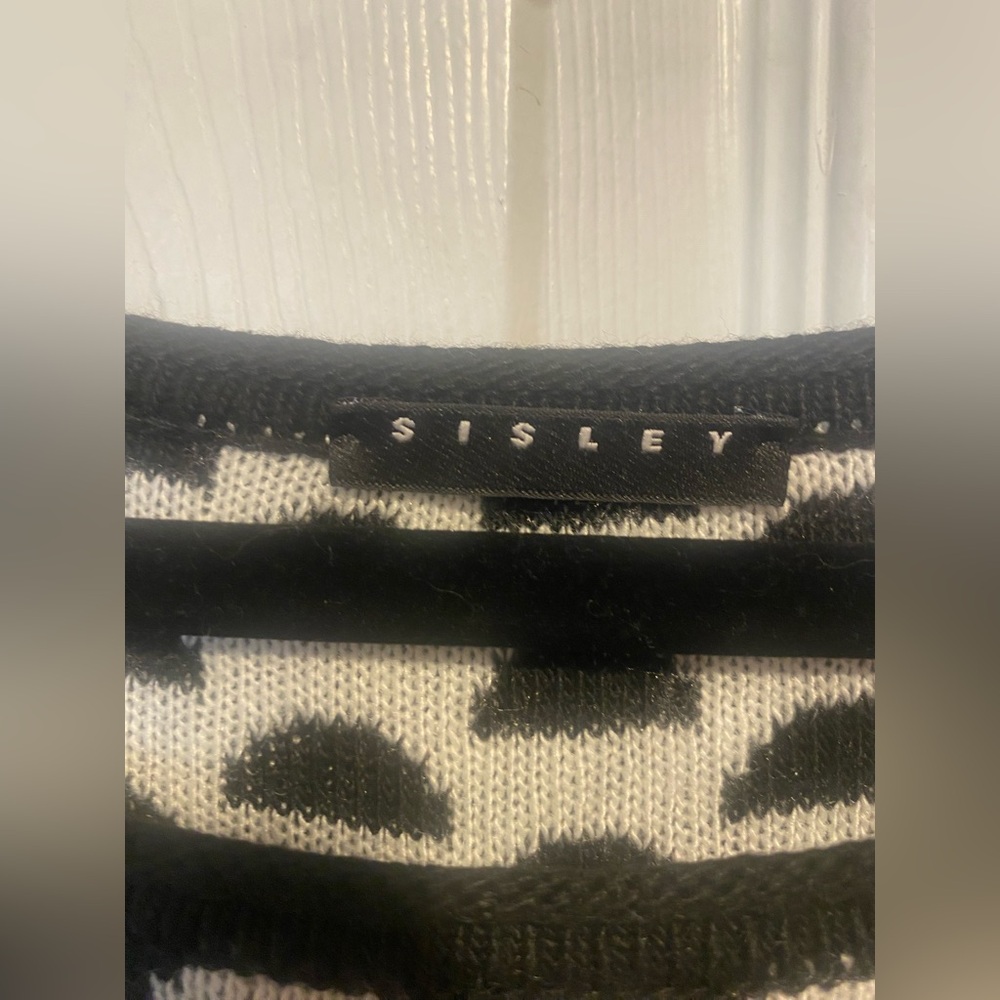 Sisley Black White Polka Dot Lightweight Sweater XS - Picture 3 of 7